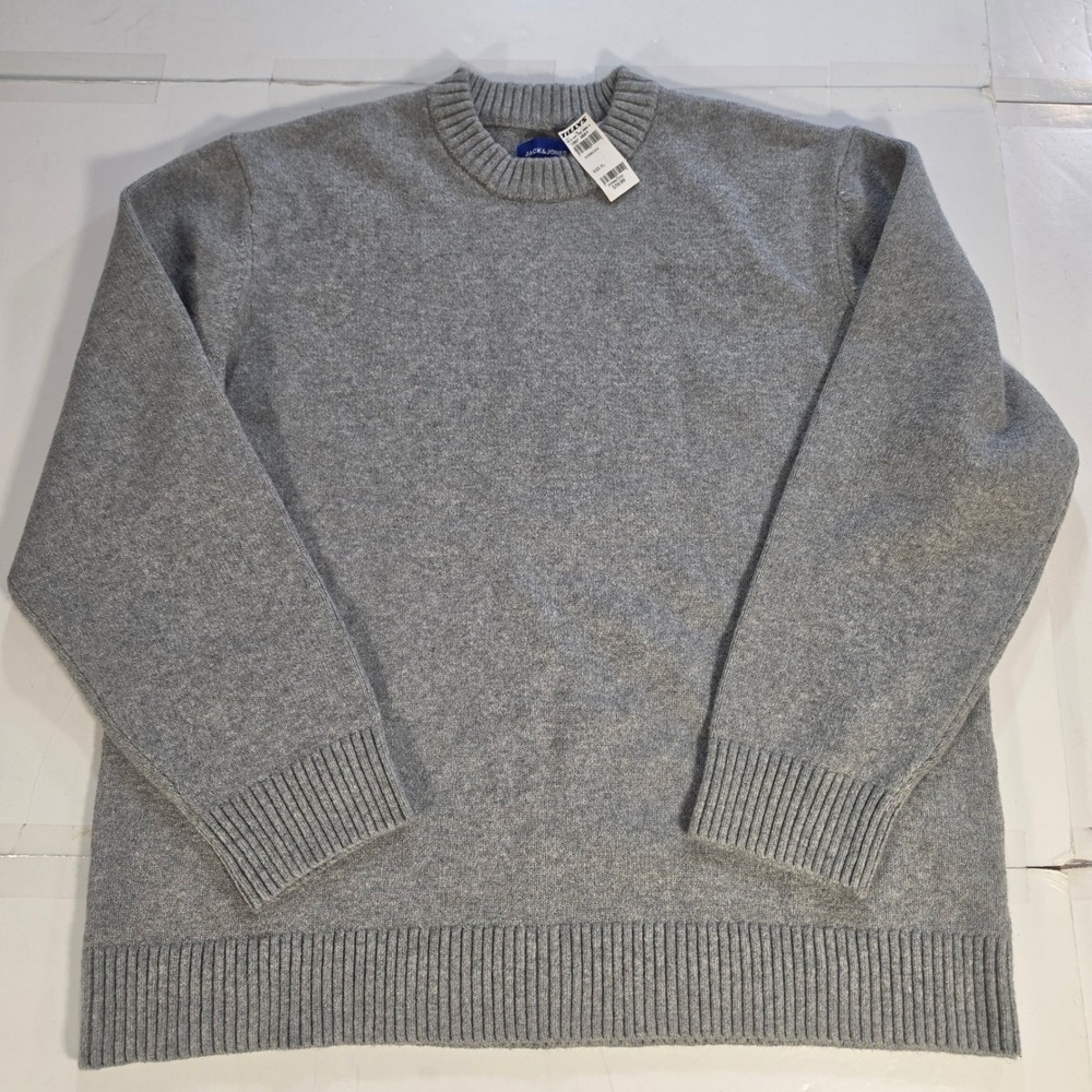 Jack & Jones Originals Mens Jorsoft Knit Crew Neck Sweater Light Gray XL NEW